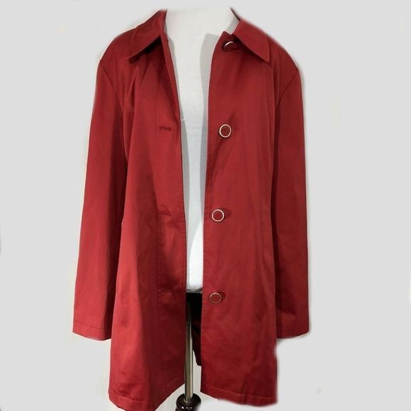 Weatherproof Garment Red Trench Coat Large Buttons - Picture 4 of 6
